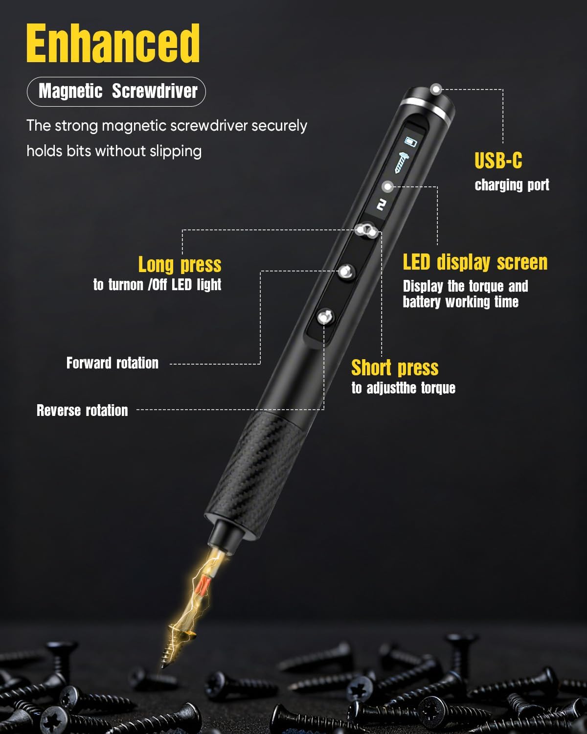 68-in-1 Mini Electric Screwdriver, 2026 Upgraded Mini Precision Electric Screwdriver Set with LED light, 5-Torque magnetic screwdriver kit for Repair PC phone Electronics Camera Laptop Watch (Black)