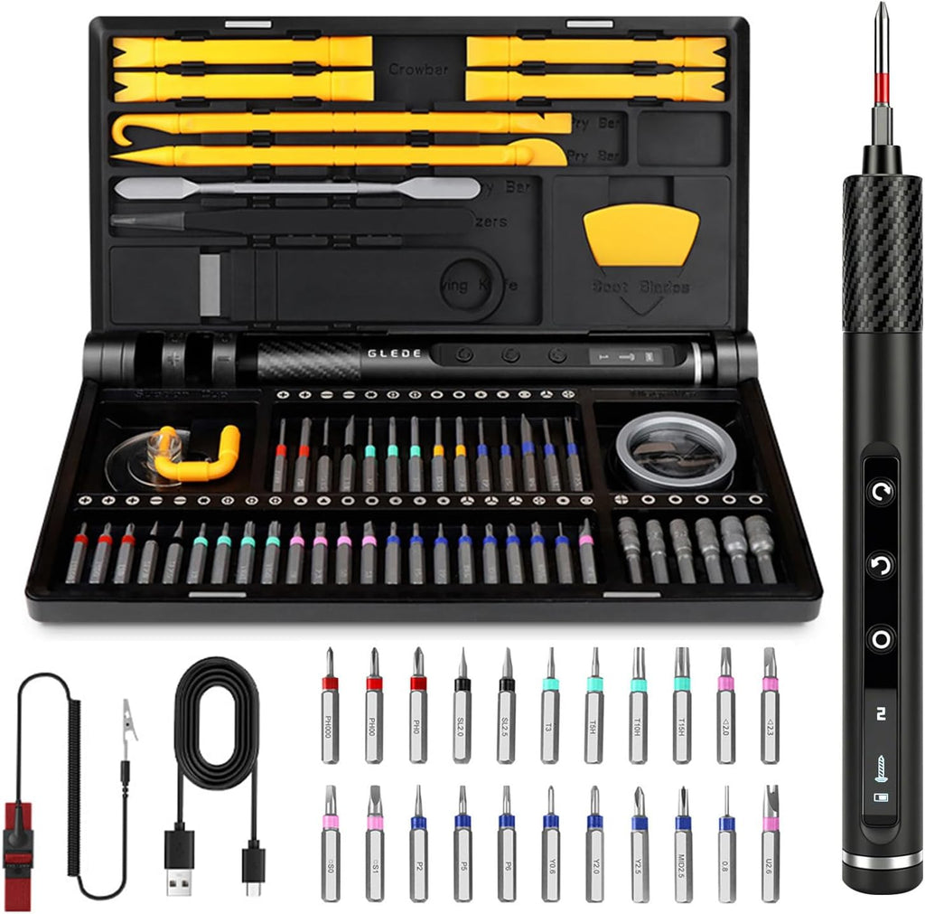 68-in-1 Mini Electric Screwdriver, 2026 Upgraded Mini Precision Electric Screwdriver Set with LED light, 5-Torque magnetic screwdriver kit for Repair PC phone Electronics Camera Laptop Watch (Black)