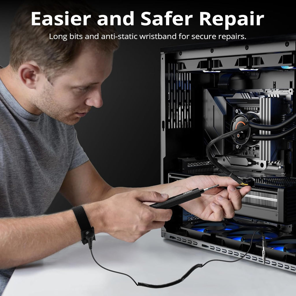 JOREST 155 in 1 Mini Electric Screwdriver Cordless, Precision Power Screwdriver Set, 5 Torque Levels (Max 0.75N.m), Gifts for Men, Magnetic Repair Tool Kit for iPhone, PC, Laptop, PS4 PS5, Xbox, Watch