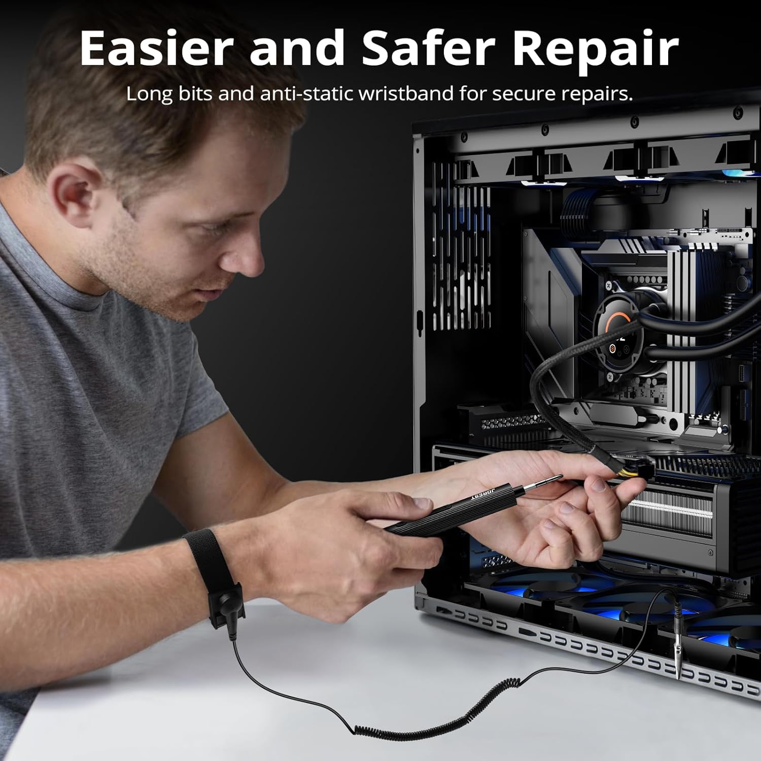 JOREST 155 in 1 Mini Electric Screwdriver Cordless, Precision Power Screwdriver Set, 5 Torque Levels (Max 0.75N.m), Gifts for Men, Magnetic Repair Tool Kit for iPhone, PC, Laptop, PS4 PS5, Xbox, Watch